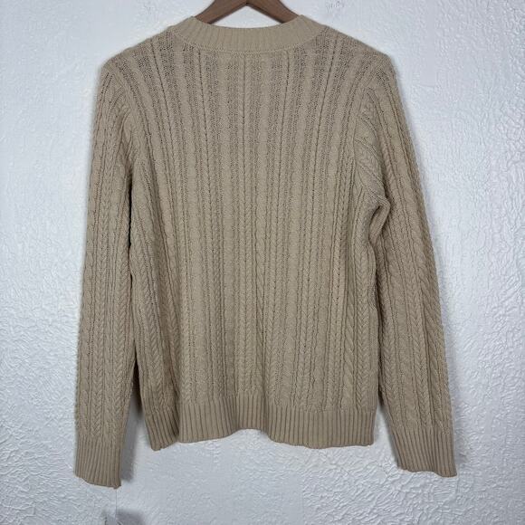 Lulu B Beige Cable Knit V-Neck Sweater NWT Size Large - Picture 2 of 4